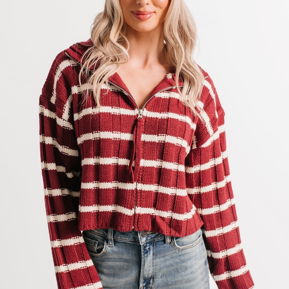 Striped Zip-Up Sweater